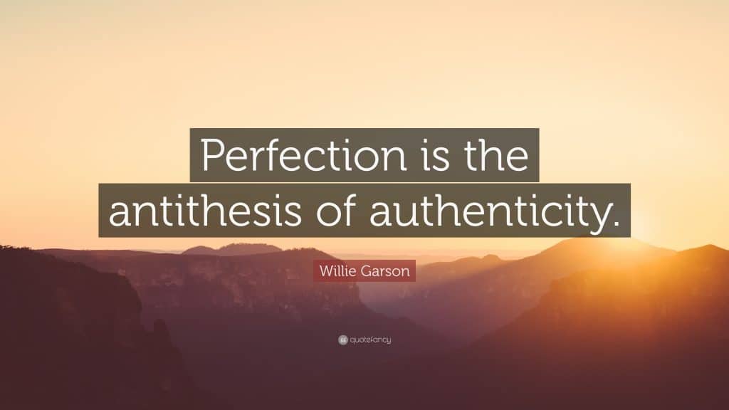 graphic with quote about authenticity and perfection