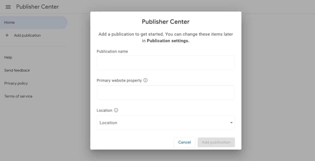 a look at how Google Publisher Center looks