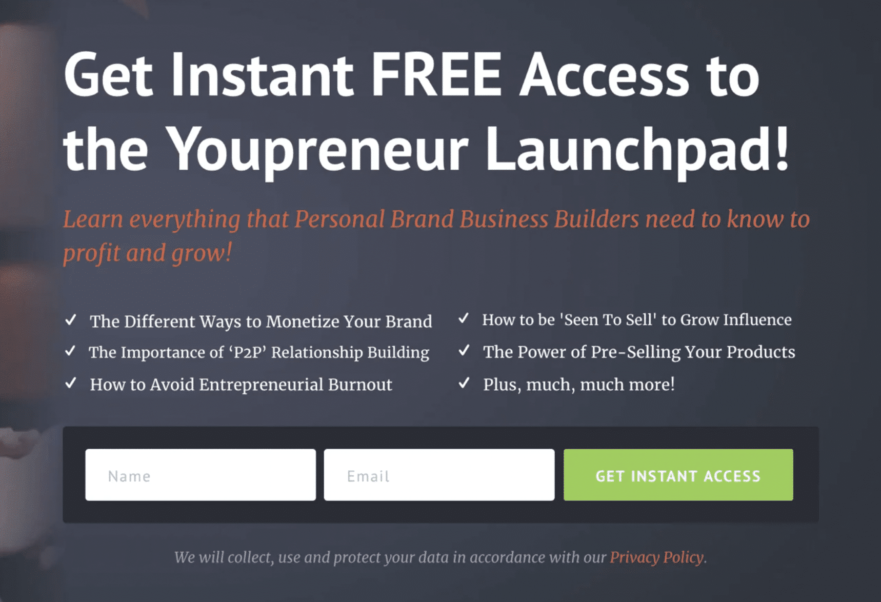 screenshot shows subscribe or download types of ctas